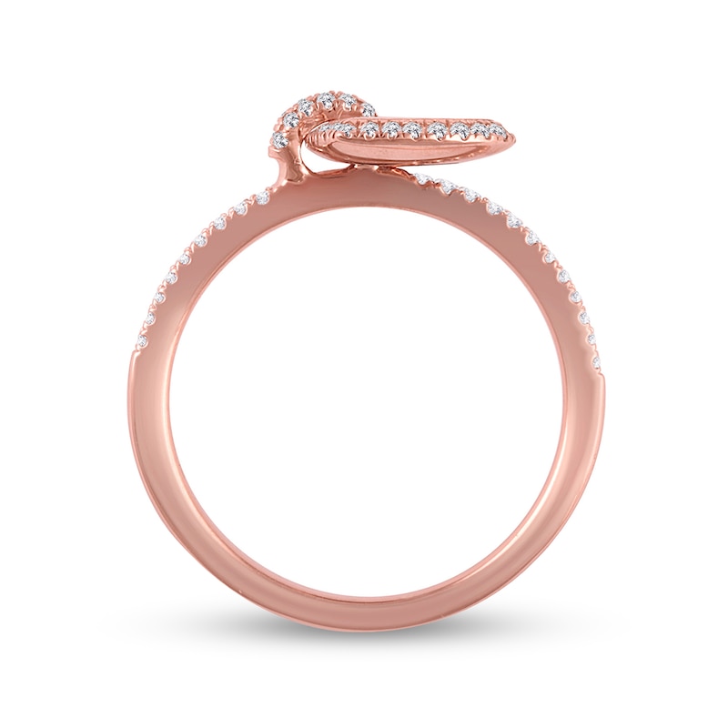 Main Image 2 of 1/4 CT. T.W. Diamond Frame Heart Ring in 10K Rose Gold