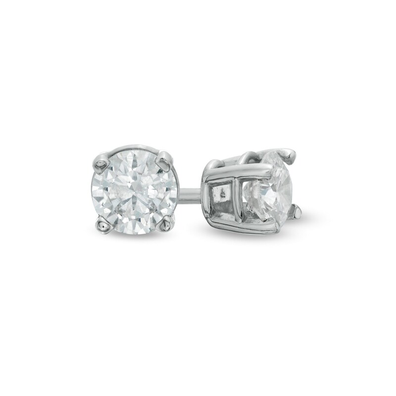Main Image 1 of 3/8 CT. T.W. Diamond Solitaire Stud Earrings in 10K White Gold (I/I2)
