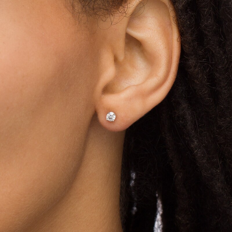 Main Image 2 of 3/8 CT. T.W. Diamond Solitaire Stud Earrings in 10K White Gold (I/I2)