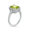 Thumbnail Image 2 of Octagonal Peridot and White Lab-Created Sapphire Frame Ring in Sterling Silver