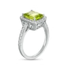 Thumbnail Image 3 of Octagonal Peridot and White Lab-Created Sapphire Frame Ring in Sterling Silver