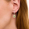 Thumbnail Image 1 of Octagonal Peridot and White Lab-Created Sapphire Frame Drop Earrings in Sterling Silver