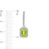 Thumbnail Image 3 of Octagonal Peridot and White Lab-Created Sapphire Frame Drop Earrings in Sterling Silver