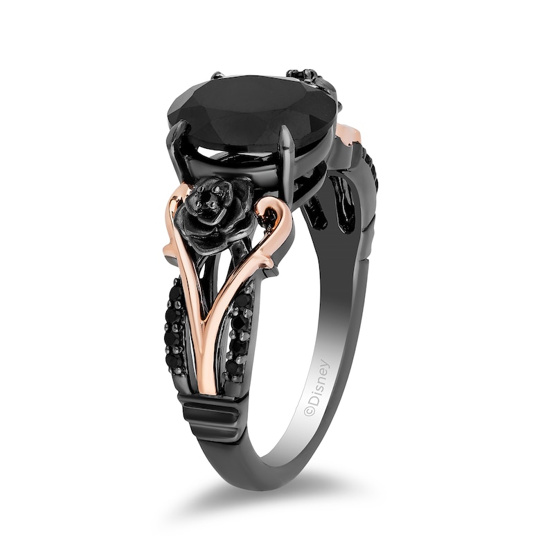 Main Image 2 of Enchanted Disney Villains Maleficent Oval Onyx and 1/6 CT. T.W. Diamond Ring in Sterling Silver and 10K Rose Gold