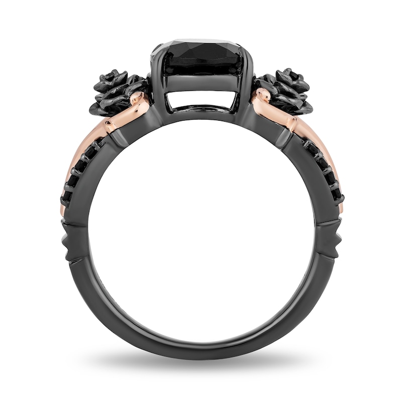 Main Image 3 of Enchanted Disney Villains Maleficent Oval Onyx and 1/6 CT. T.W. Diamond Ring in Sterling Silver and 10K Rose Gold