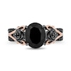 Thumbnail Image 4 of Enchanted Disney Villains Maleficent Oval Onyx and 1/6 CT. T.W. Diamond Ring in Sterling Silver and 10K Rose Gold