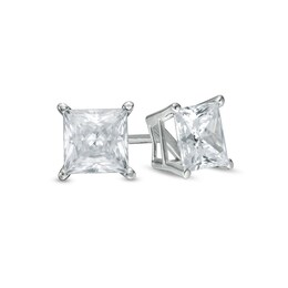 1-1/6 CT. T.W. Princess-Cut Diamond Solitaire Stud Earrings in 14K White Gold (I/I1)