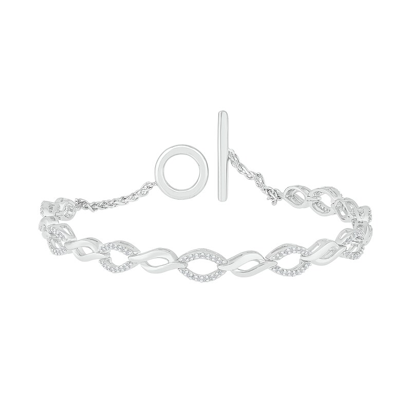 Main Image 1 of 1/4 CT. T.W. Diamond Infinity Loop Bracelet in Sterling Silver – 7.25"