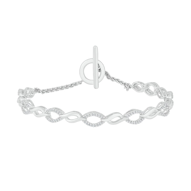 Main Image 2 of 1/4 CT. T.W. Diamond Infinity Loop Bracelet in Sterling Silver – 7.25"