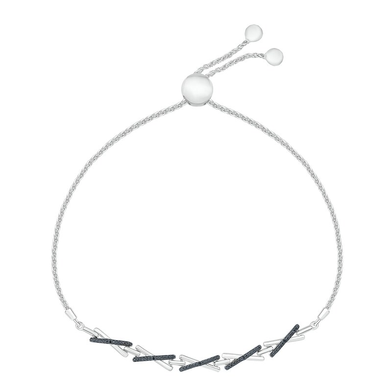 Main Image 2 of 1/5 CT. T.W. Diamond "X" Bolo Bracelet in Sterling Silver and 10K Gold – 9.5"