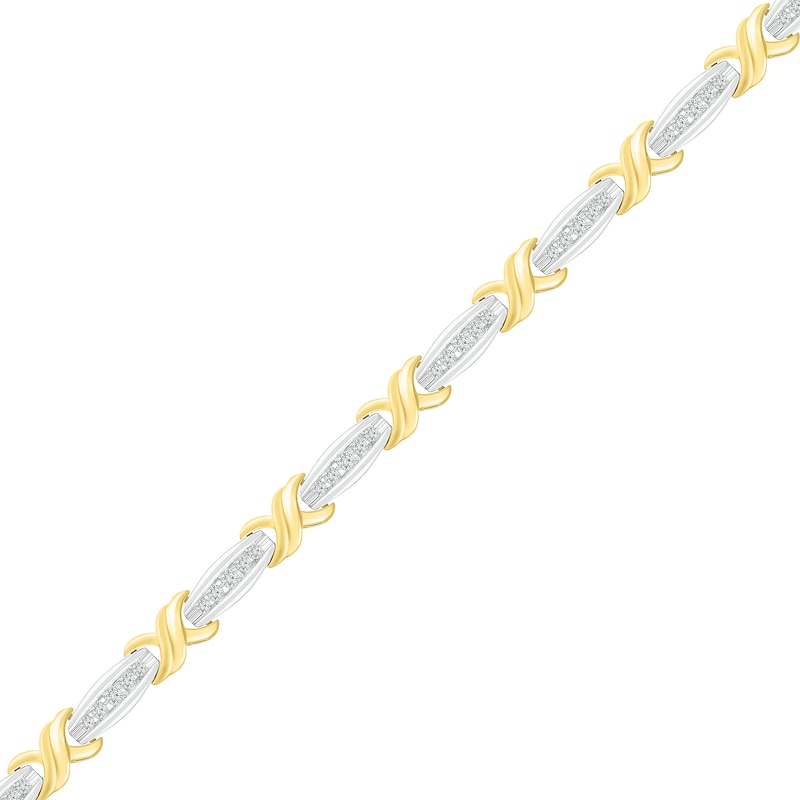 Main Image 1 of 1 CT. T.W. Diamond Alternating "X" Bracelet in 10K Two-Tone Gold