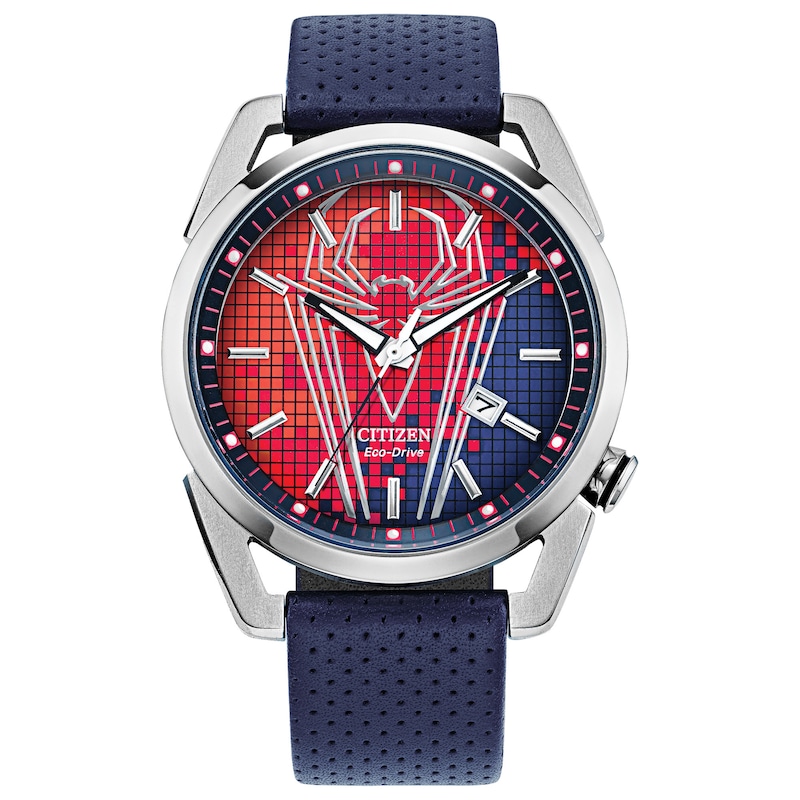 Main Image 1 of Men's Citizen Eco-Drive® Spider-Man Strap Watch with Red and Blue Dial (Model: AW1680-03W)
