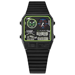 Men's Citizen Star Wars™ Trench Run Black IP Digital Watch with Square Black Dial (Model: JG2109-50W)