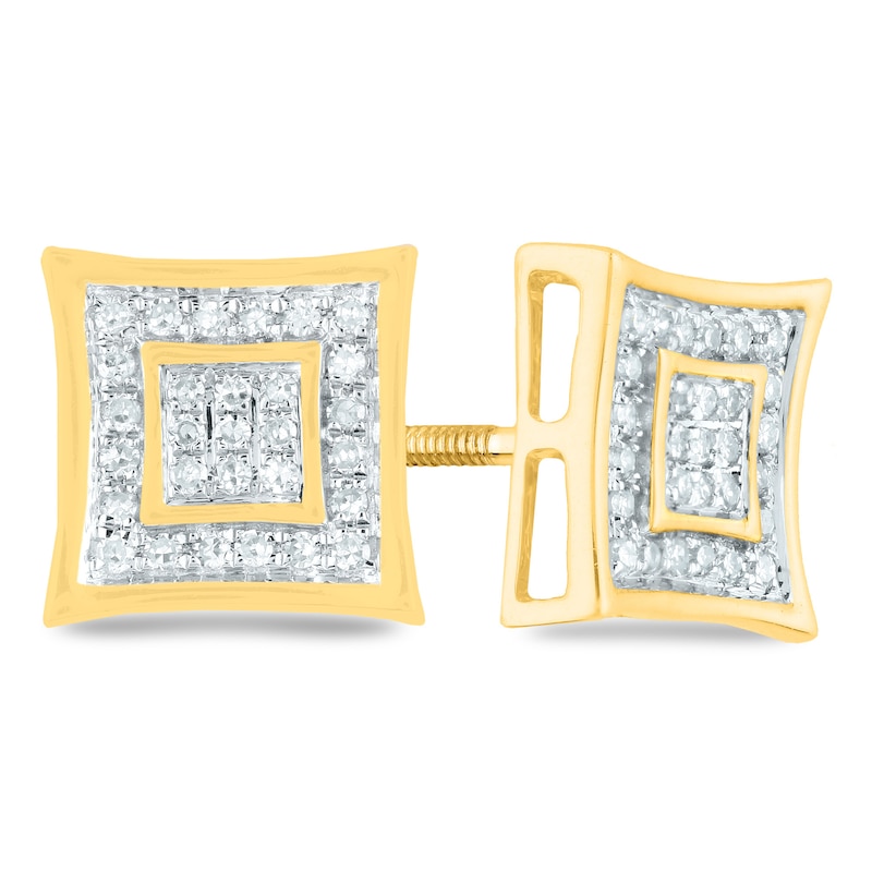 Men's 1/6 CT. T.W. Composite Diamond Square Frame Stud Earrings in 14K Gold