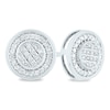 Thumbnail Image 0 of Men's 1/5 CT. T.W. Composite Diamond Frame Circle Stud Earrings in 14K White Gold