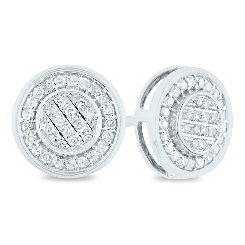 Men's 1/5 CT. T.W. Composite Diamond Frame Circle Stud Earrings in 14K White Gold