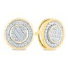 Men's 1/5 CT. T.W. Composite Diamond Frame Circle Stud Earrings in 14K Gold