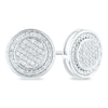 Men's 1/3 CT. T.W. Composite Diamond Frame Circle Stud Earrings in 14K White Gold