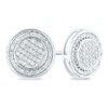Thumbnail Image 1 of Men's 1/3 CT. T.W. Composite Diamond Frame Circle Stud Earrings in 14K White Gold