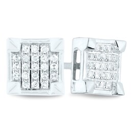 Men's 1/8 CT. T.W. Composite Diamond Square Stud Earrings in 14K White Gold