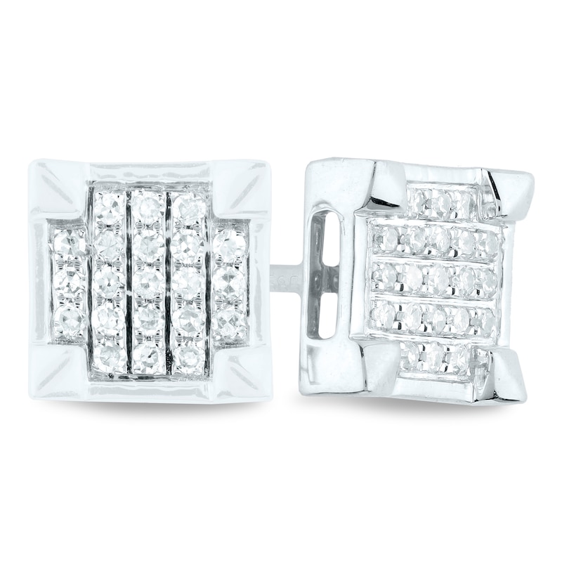Main Image 1 of 1/8 CT. T.W. Composite Diamond Square Stud Earrings in 14K White Gold