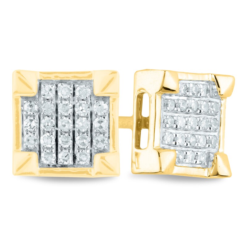 Men's 1/8 CT. T.W. Composite Diamond Square Stud Earrings in 14K Gold