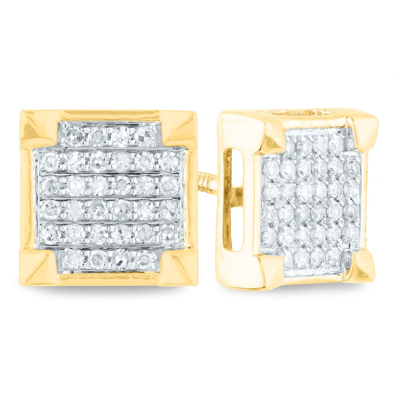 Men's 1/5 CT. T.W. Composite Diamond Square Stud Earrings in 14K Gold