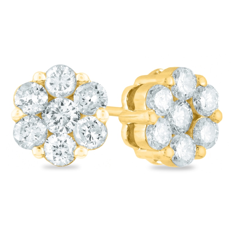 7/8 CT. T.W. Composite Diamond Flower Stud Earrings in 14K Gold