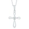 Thumbnail Image 1 of Diamond Accent Solitaire Loop Cross Pendant in 14K White Gold (I/I3)