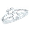 Thumbnail Image 1 of 1/6 CT. T.W. Diamond Double Heart Split Shank Ring in 14K White Gold