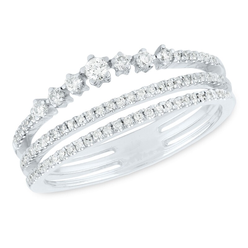 Main Image 1 of 1/3 CT. T.W. Diamond Multi-Row Ring in 14K White Gold