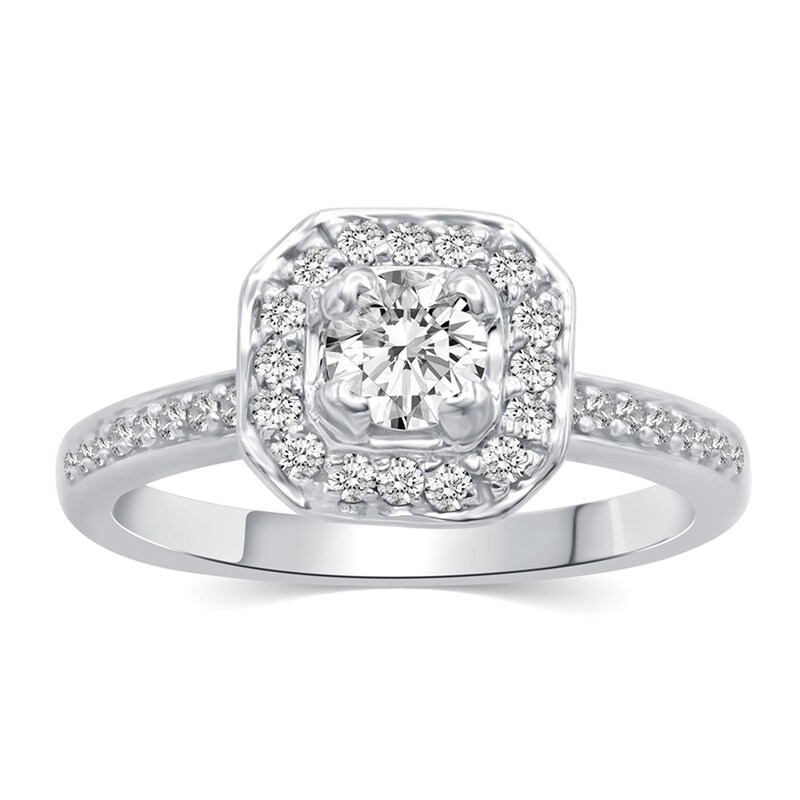 Main Image 2 of 7/8 CT. T.W. Diamond Octagonal Frame Bridal Set in 14K White Gold
