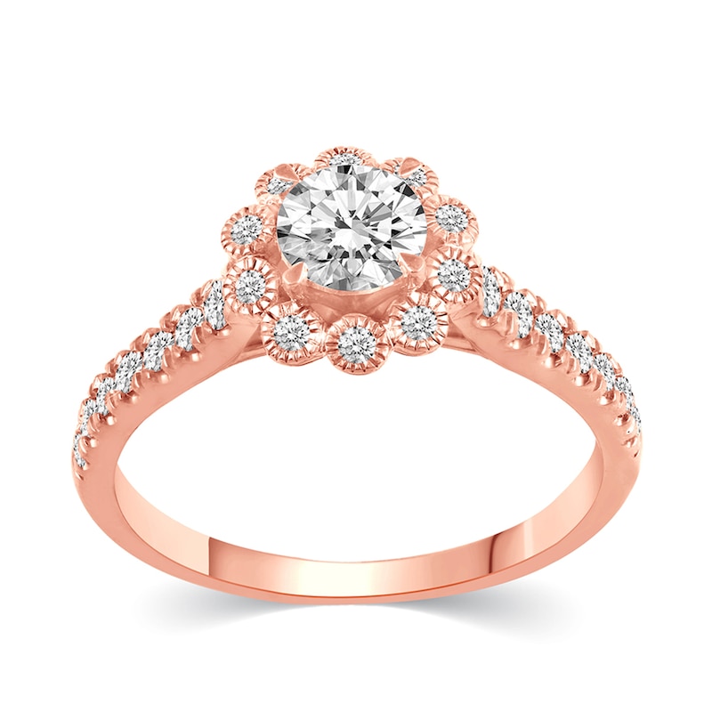 Main Image 2 of 1 CT. T.W. Diamond Flower Frame Bridal Set in 14K Rose Gold