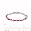 Thumbnail Image 3 of Oval Lab-Created Ruby and Diamond Accent Ribbon Alternating Line Bracelet in Sterling Silver - 7.25"