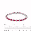 Thumbnail Image 4 of Oval Lab-Created Ruby and Diamond Accent Ribbon Alternating Line Bracelet in Sterling Silver - 7.25"
