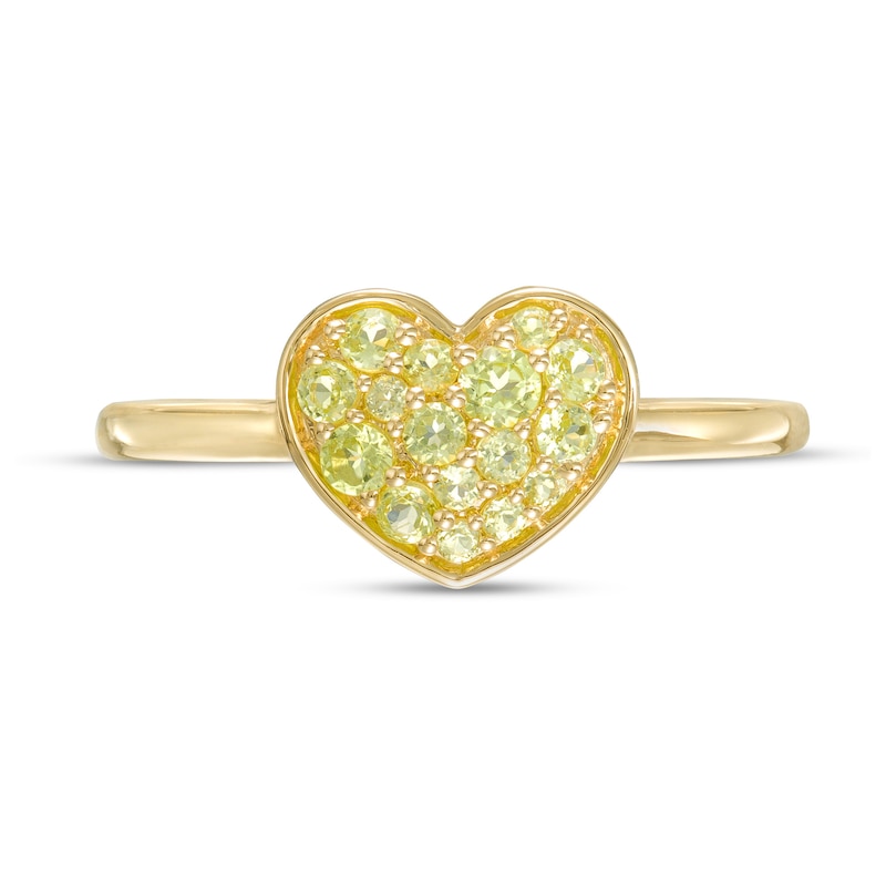 Main Image 4 of Peridot Cluster Heart Ring in 10K Gold