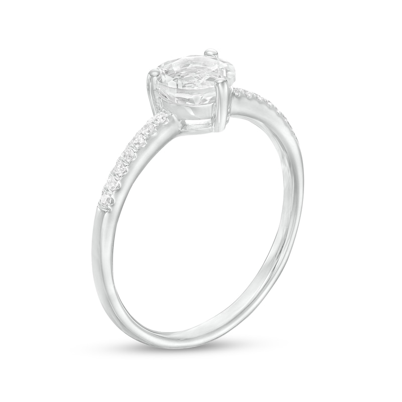 Main Image 3 of 6.0mm White Topaz and 1/10 CT. T.W. Diamond Ring in 10K White Gold