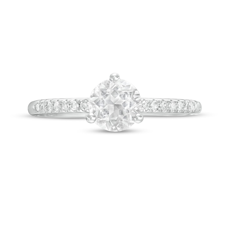 Main Image 4 of 6.0mm White Topaz and 1/10 CT. T.W. Diamond Ring in 10K White Gold