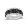 Thumbnail Image 1 of Men's 2 CT. T.W. Black Diamond Double Row Vintage-Style Band in Sterling Silver