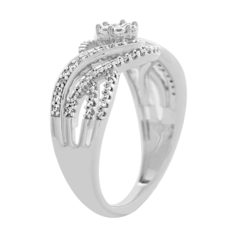 Main Image 4 of 1/2 CT. T.W. Composite Diamond Multi-Row Bypass Split Shank Engagement Ring in 10K White Gold
