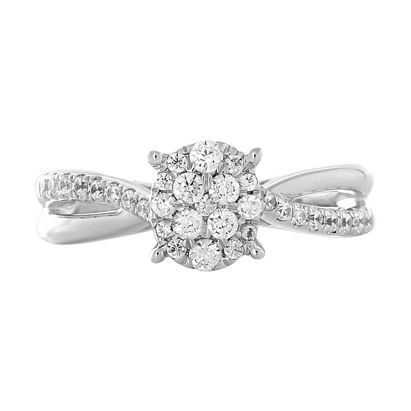Main Image 1 of 1/2 CT. T.W. Composite Oval Diamond Split Shank Engagement Ring in 14K White Gold
