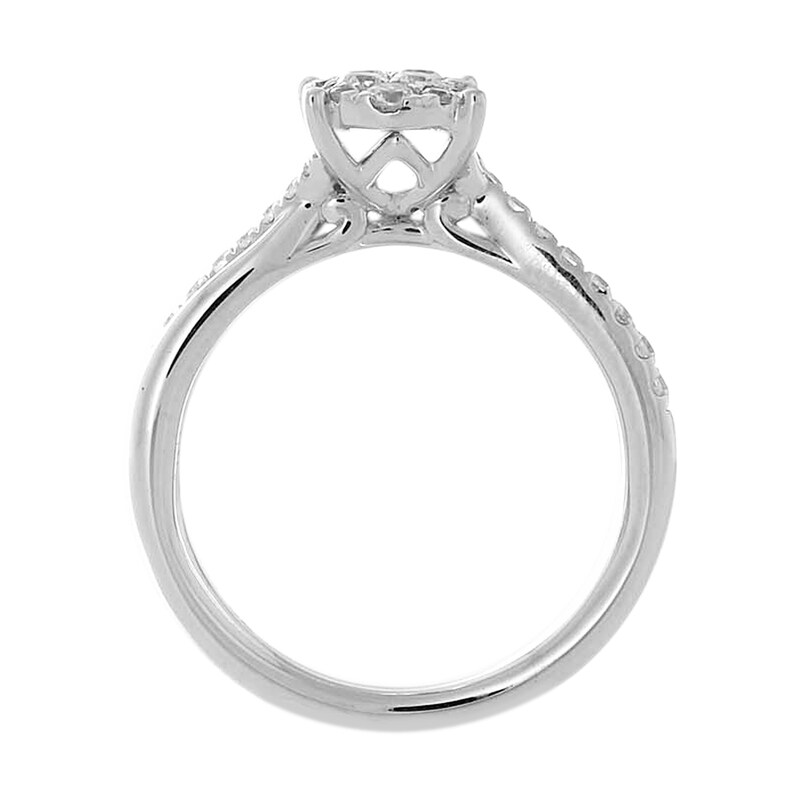 Main Image 2 of 1/2 CT. T.W. Composite Oval Diamond Split Shank Engagement Ring in 14K White Gold
