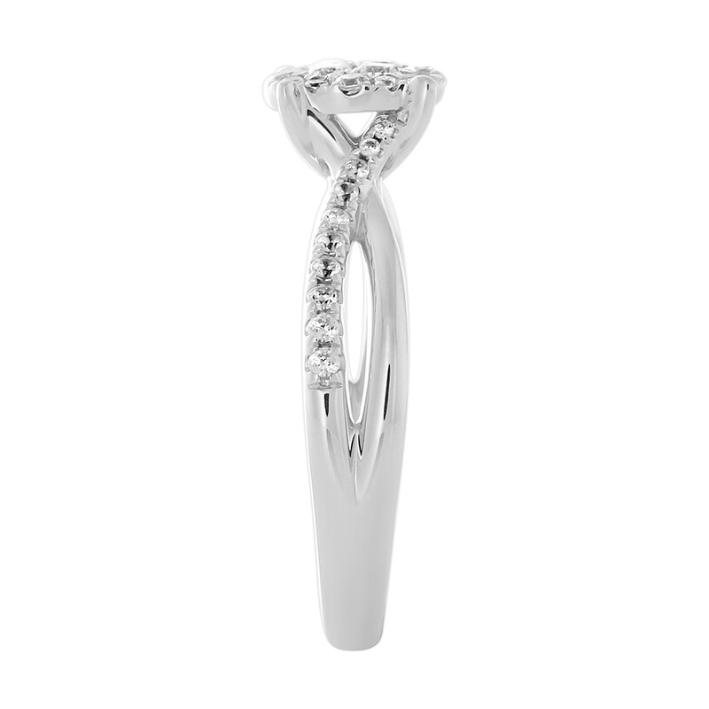 Main Image 3 of 1/2 CT. T.W. Composite Oval Diamond Split Shank Engagement Ring in 14K White Gold