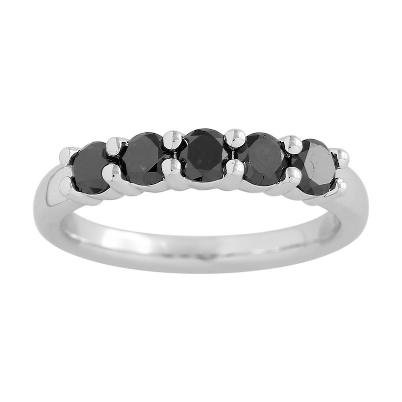 Main Image 1 of 7/8 CT. T.W. Black Diamond Five Stone Band in Sterling Silver