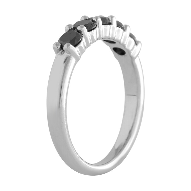 Main Image 4 of 7/8 CT. T.W. Black Diamond Five Stone Band in Sterling Silver