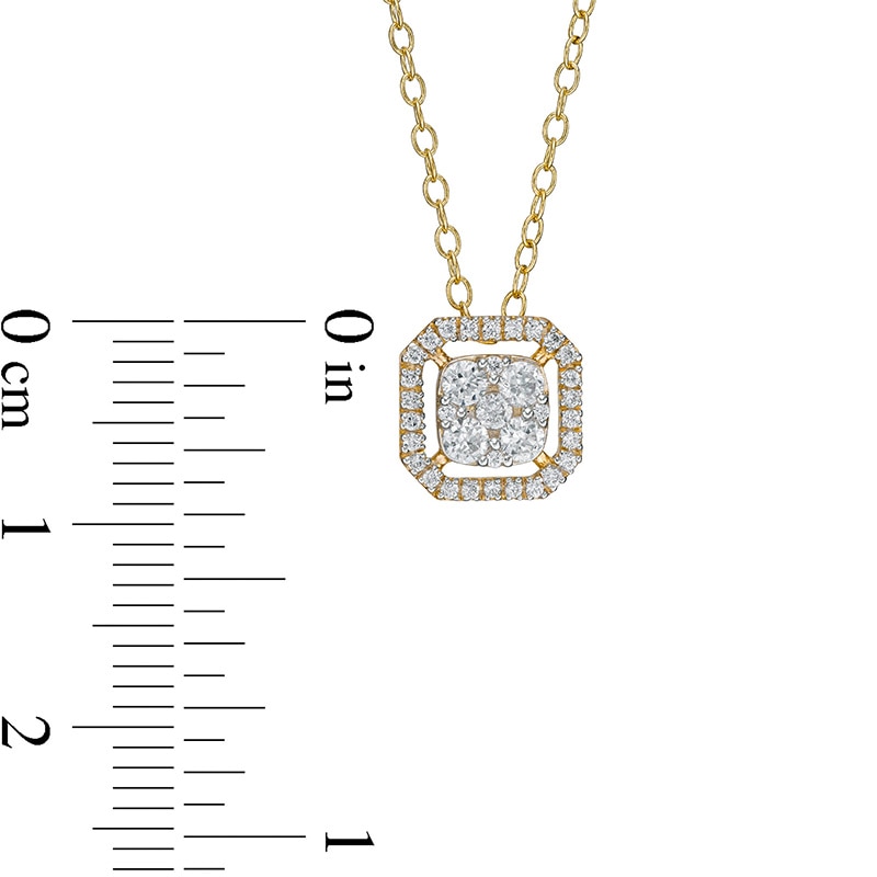 Main Image 3 of 1/3 CT. T.W. Cushion-Shaped Multi-Diamond Octagonal Frame Outline Pendant in 10K Gold