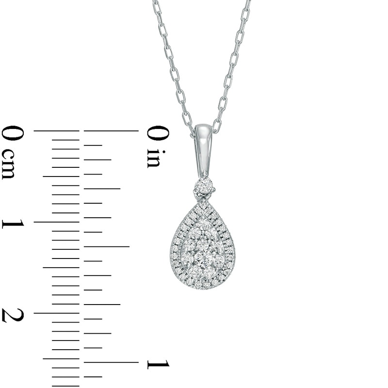 Main Image 3 of 1/4 CT. T.W. Pear-Shaped Multi-Diamond Frame Pendant in 10K White Gold
