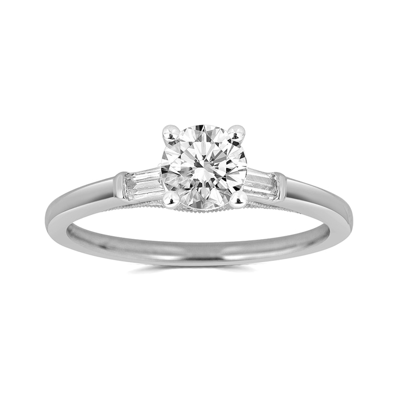 Main Image 1 of 7/8 CT. T.W. Baguette and Round Diamond Engagement Ring in 14K White Gold