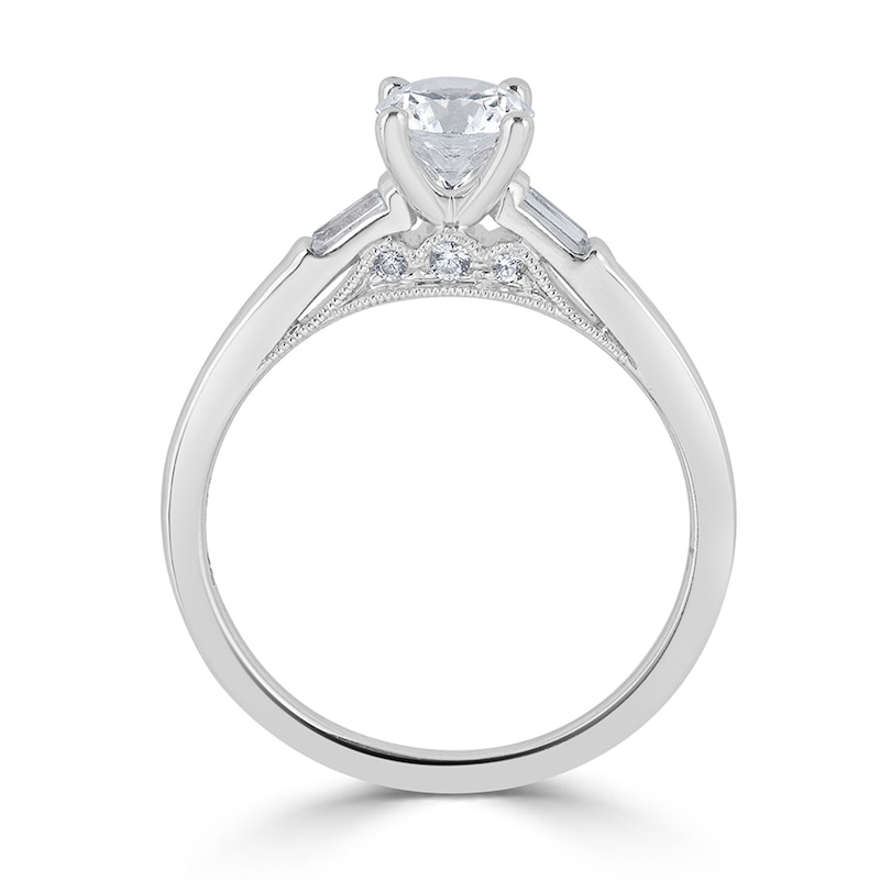 Main Image 3 of 7/8 CT. T.W. Baguette and Round Diamond Engagement Ring in 14K White Gold