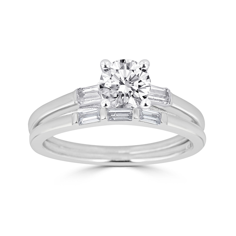 Main Image 1 of 1 CT. T.W. Baguette and Round Diamond Engagement Ring in 14K White Gold